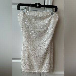 12th Tribe White Sequin Mini Dress